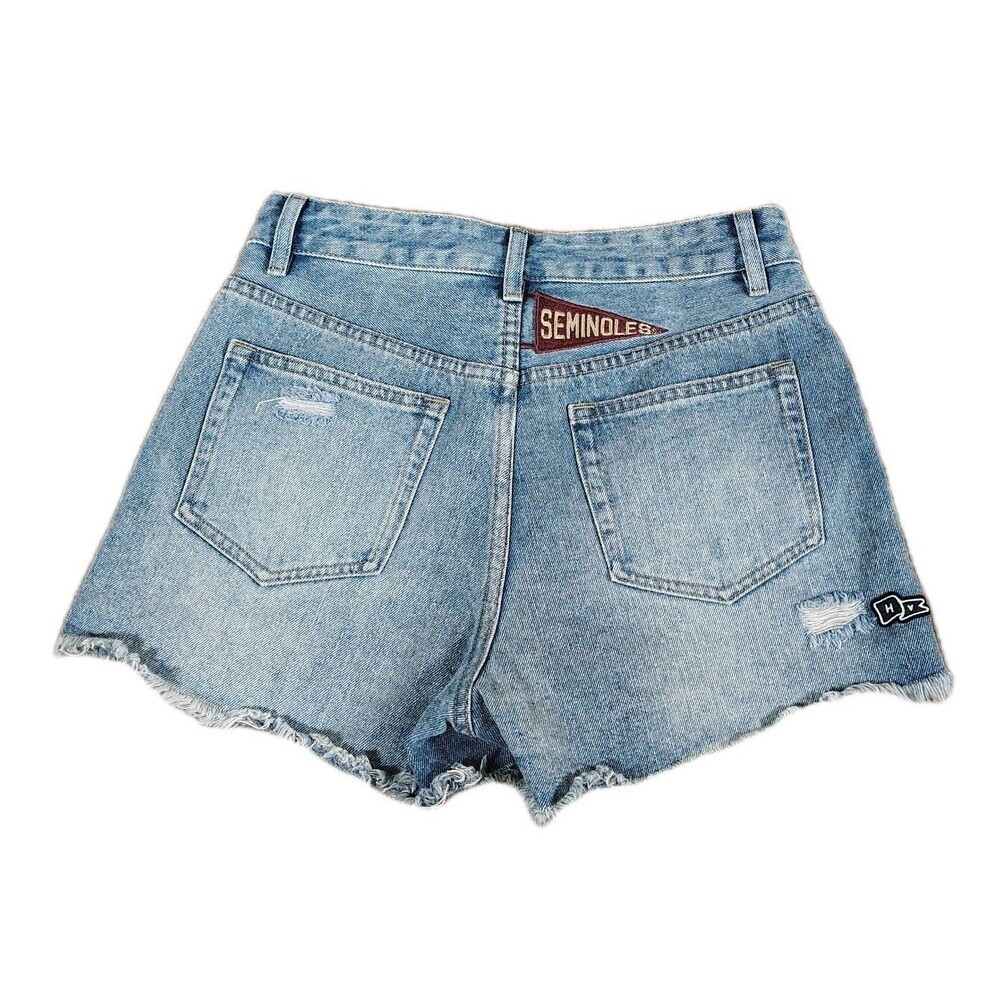 Florida State FSU Seminoles Womens Denim Cut Off Shorts Size S Frayed Game Day - Picture 4 of 12